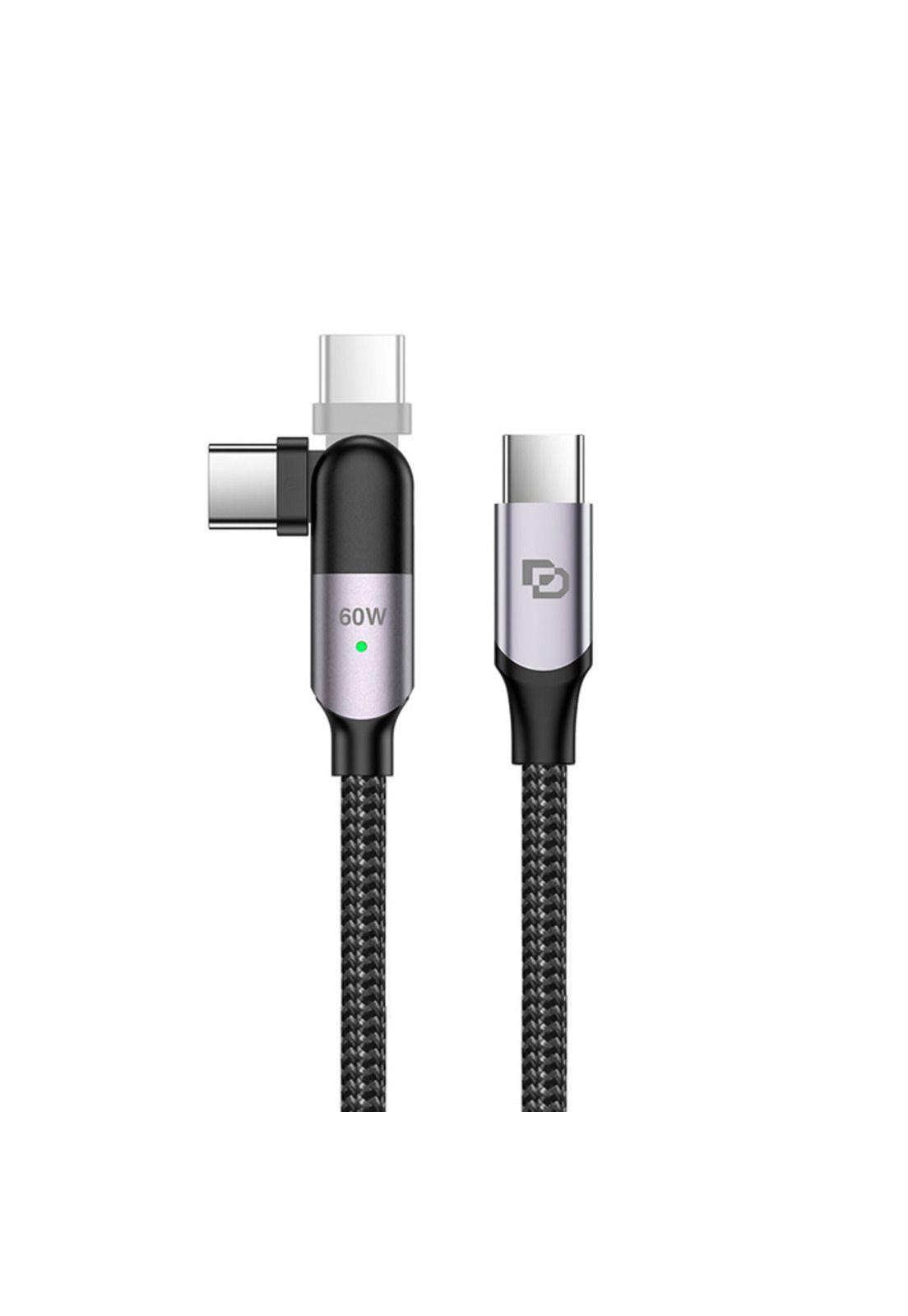 Cable USB-C a USB-C 60W giratorio de 2Mt Rugged Dusted Negro-2