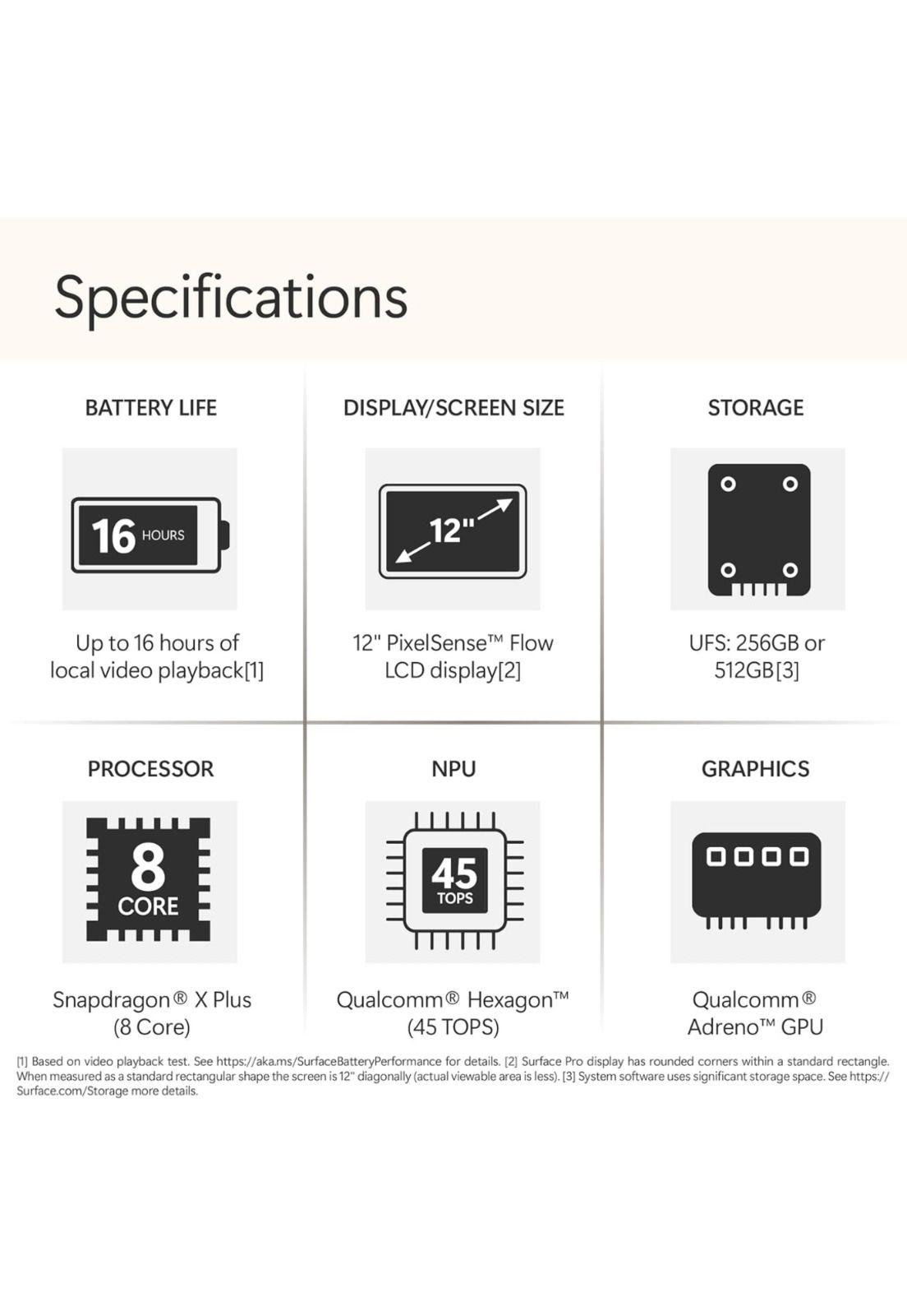 Surface Pro 12 Copilot+ 2025 - 12" - SD X Plus - 16GB RAM - 256GB SSD - W11 Home - Platinum-7