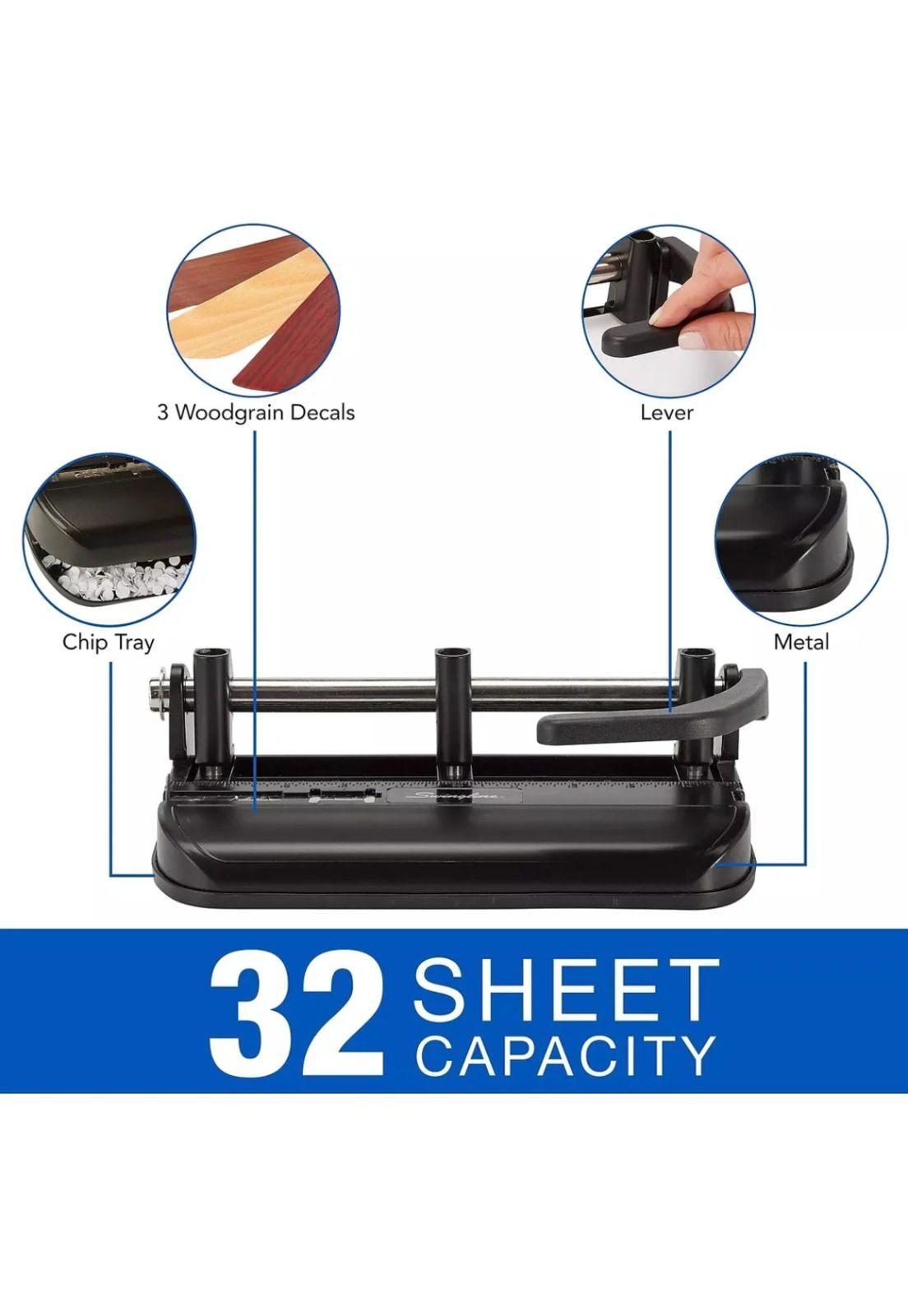 Swingline Perforadora Modelo 350 Regleta Ajustable Perfora 32 Hojas Negro-3