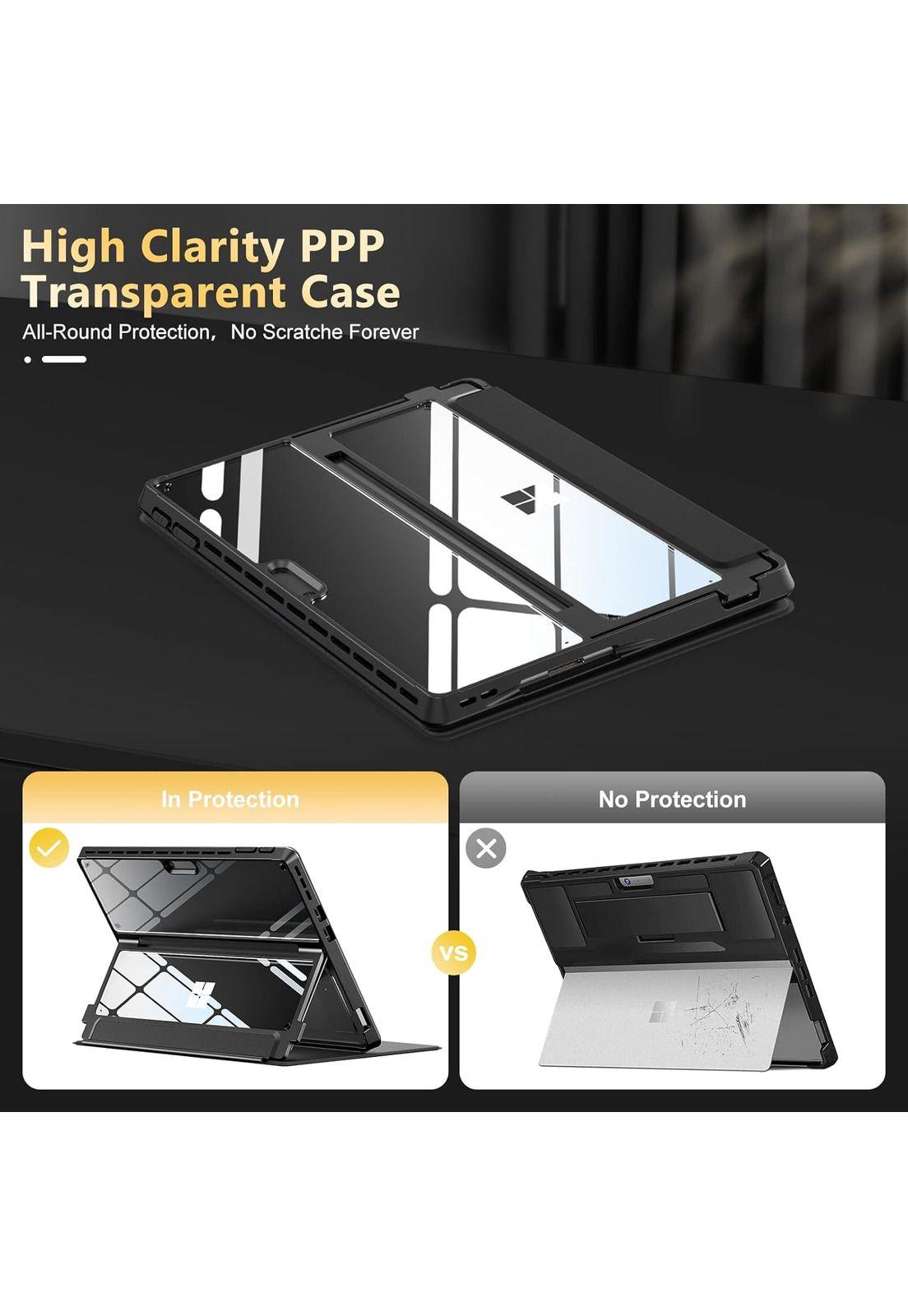 Funda INFILAND para Microsoft Surface Pro 9 de 13" de Alta Claridad con Cubierta de Cuero y Protección Anti Caídas -3