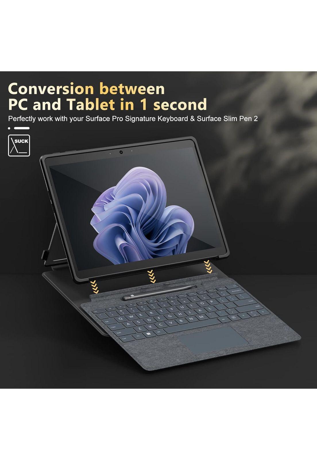 Funda INFILAND para Microsoft Surface Pro 9 de 13" de Alta Claridad con Cubierta de Cuero y Protección Anti Caídas -6
