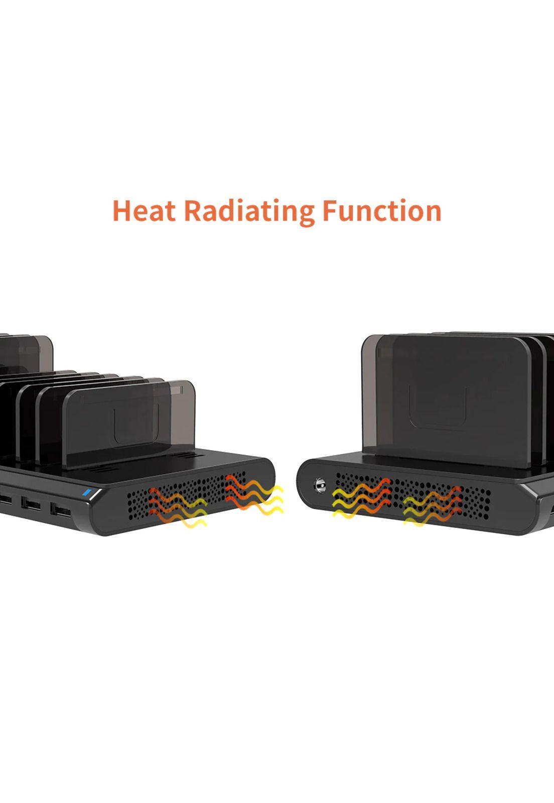Alxum Estación de carga para iPad, estación de acoplamiento y organizador de teléfono de 108 W con 10 puertos con separadores ajustables y IC inteligente, cargador USB multidispositivos para iPhone, Samsung Galaxy, teléfono celular, Apple, tableta-4