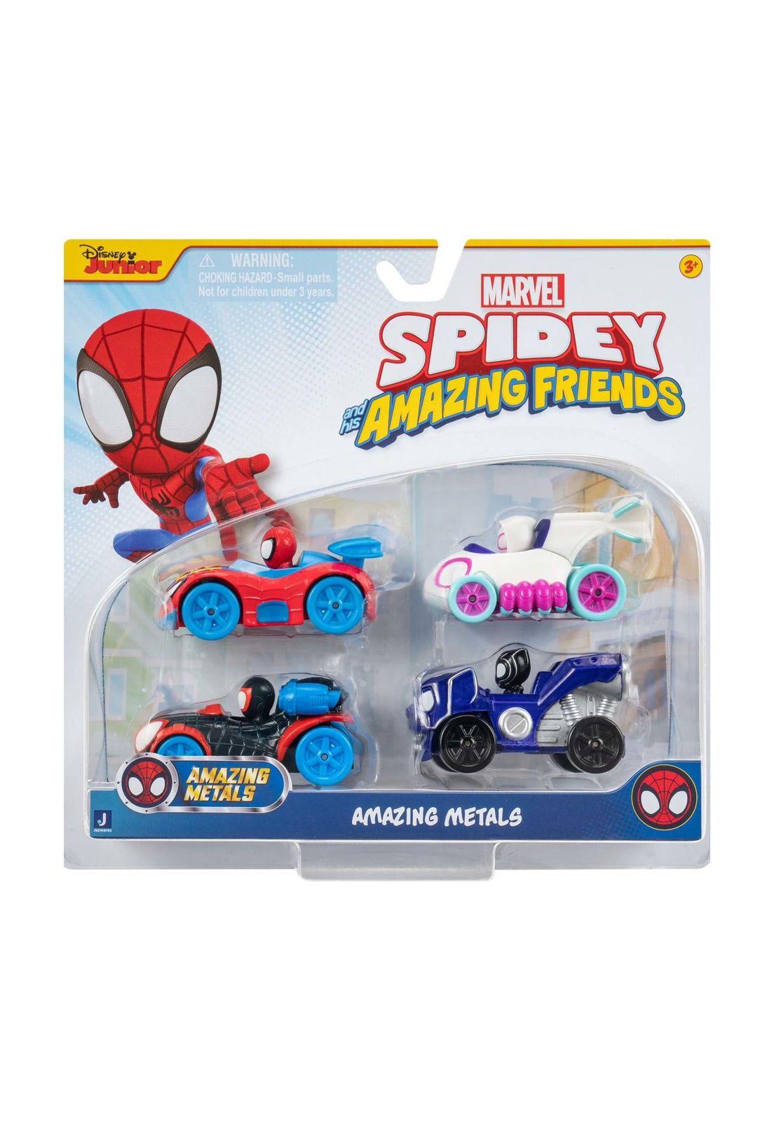 Marvel Spidey y sus Increíbles Amigos Set 4 Vehículos Metálicos-0
