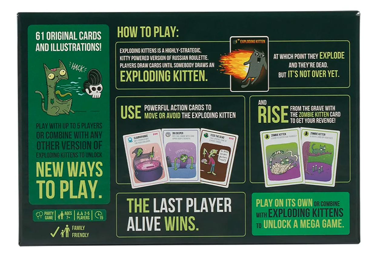 Zombie Kittens De Exploding Kittens Juego De Mesa Inglés-3