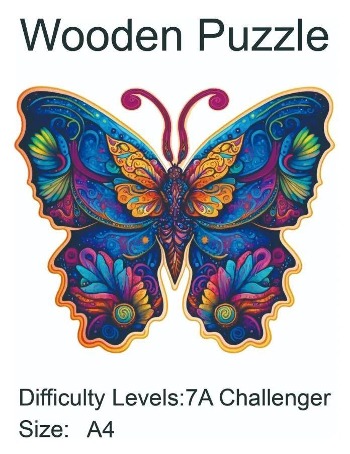 Rompecabezas Puzzle Madera A4 Mariposa Colores-2