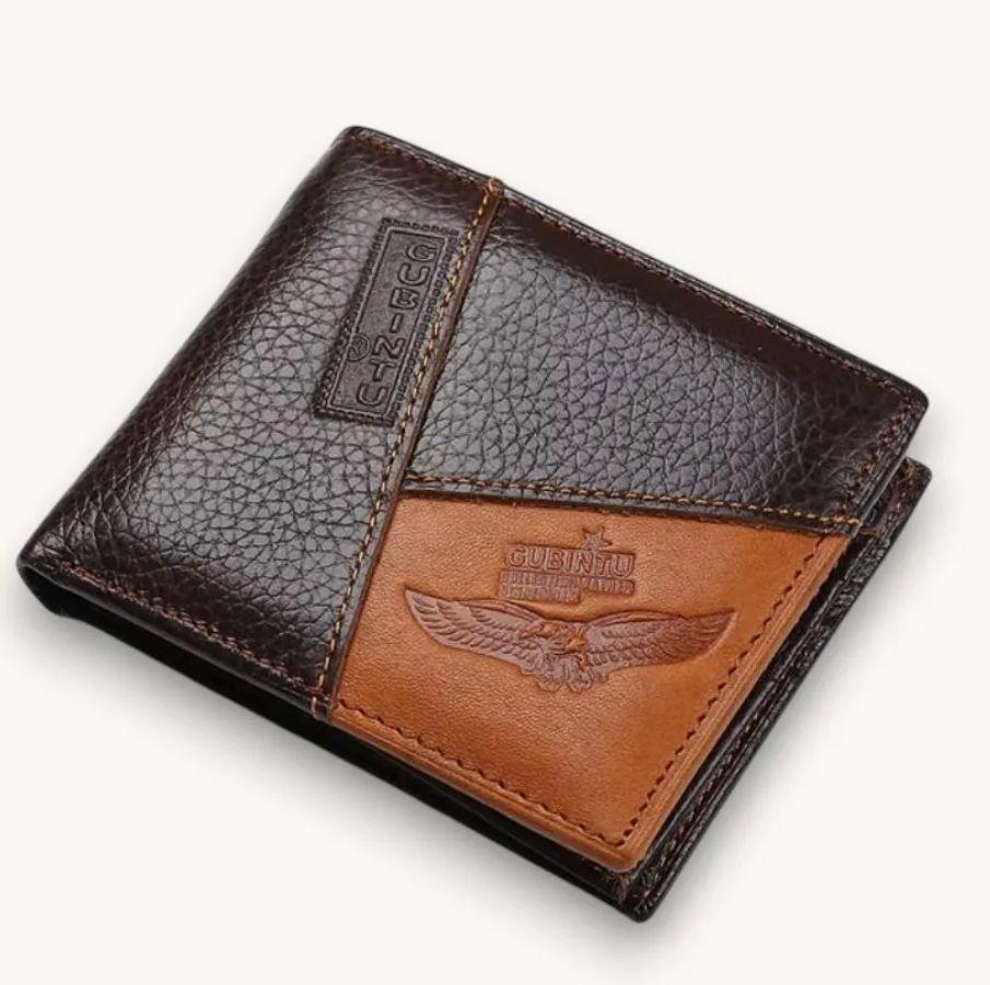 Billetera Tarjetero Cuero Genuino Bicolor Hombre Regalo-0