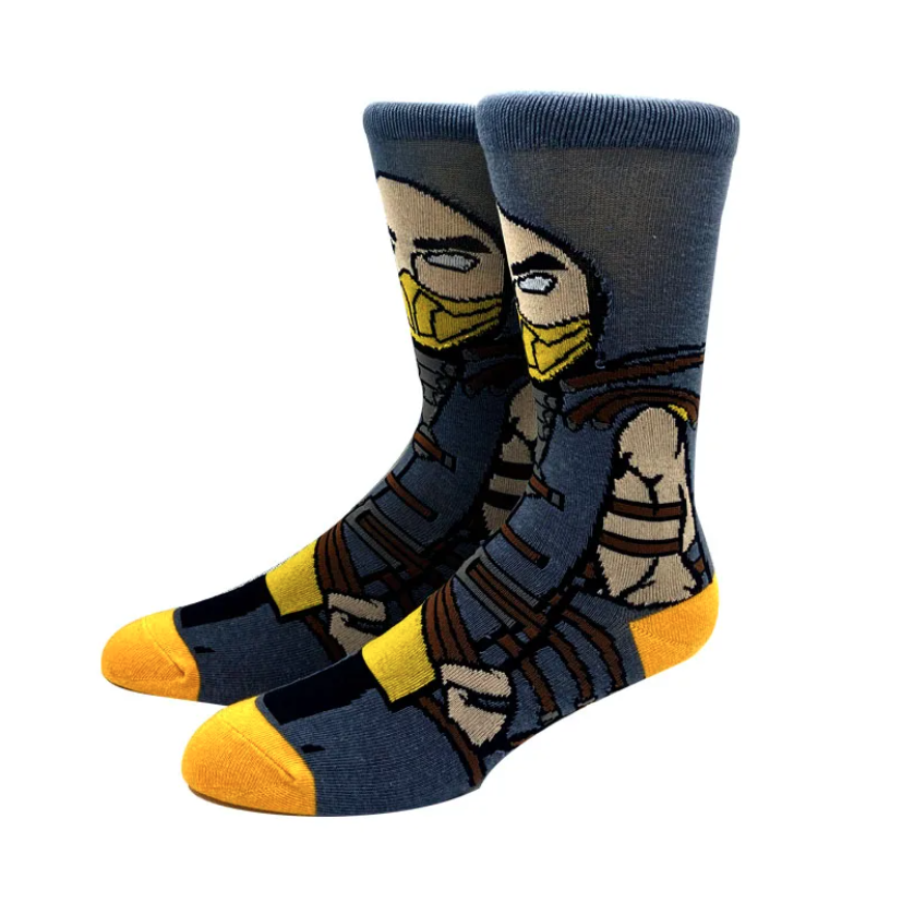 Calcetines Scorpion Mortal Kombat Caricatura Dibujo Anime-1