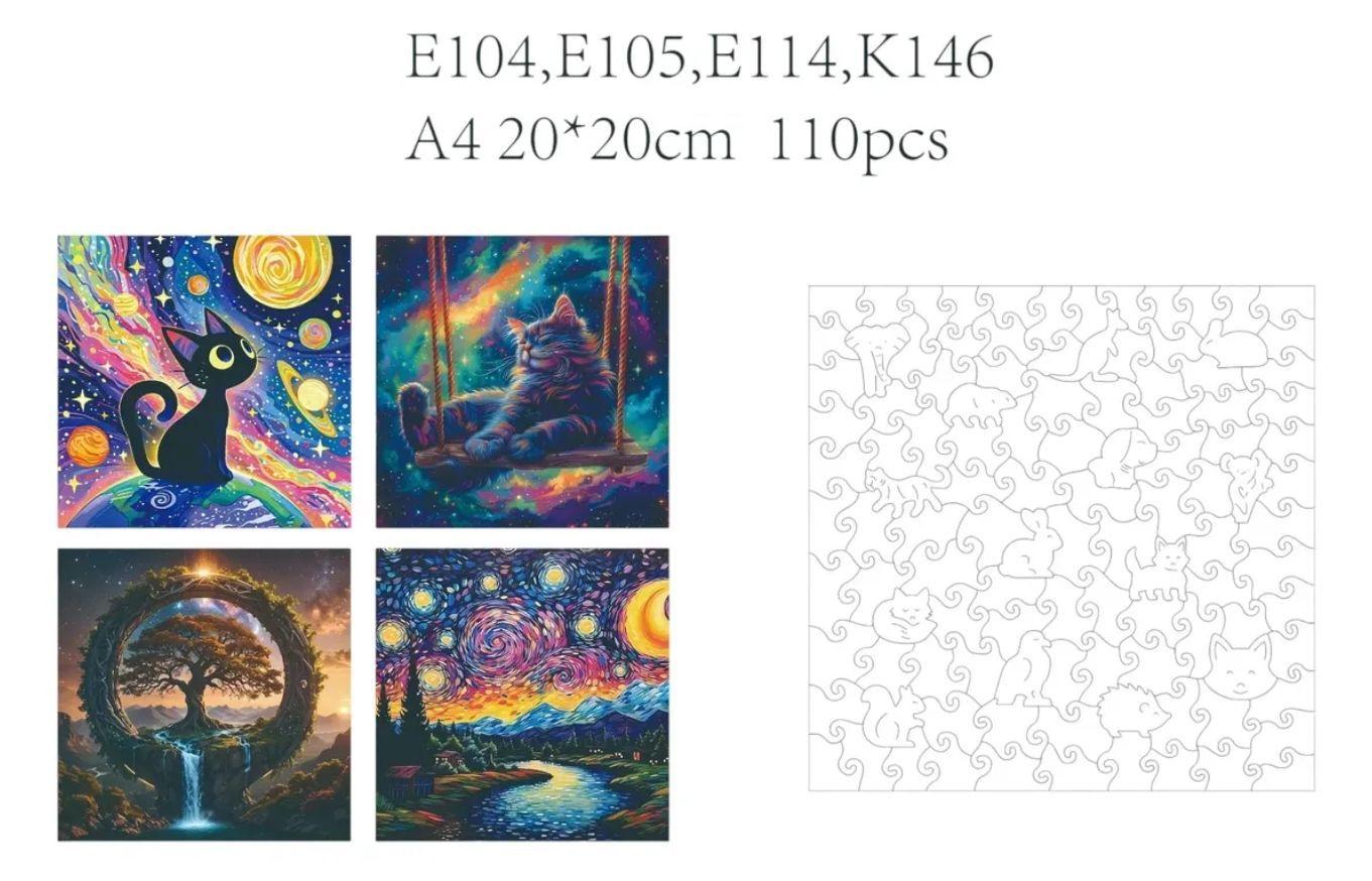 Rompecabezas Puzzle Madera A4 Gato Universo-2