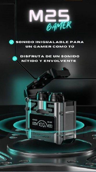 Audifonos  Con Cancelaciób de Ruido Estuche Power Bank Pantalla Led M25-6