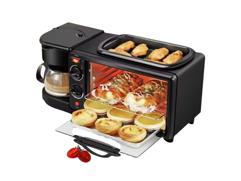 Maquina de desayuno Cafetera Freidora 3 En 1-3