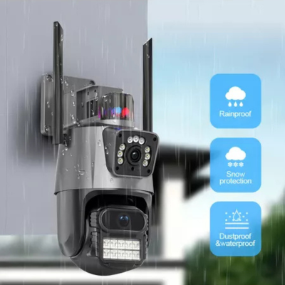 Cámara de Seguridad WiFi con Doble Lente,Sensor y Alarma-3