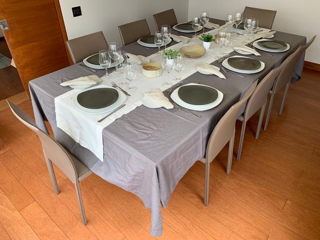 Mantel cuadrado deshilado gris lino 200x200-0