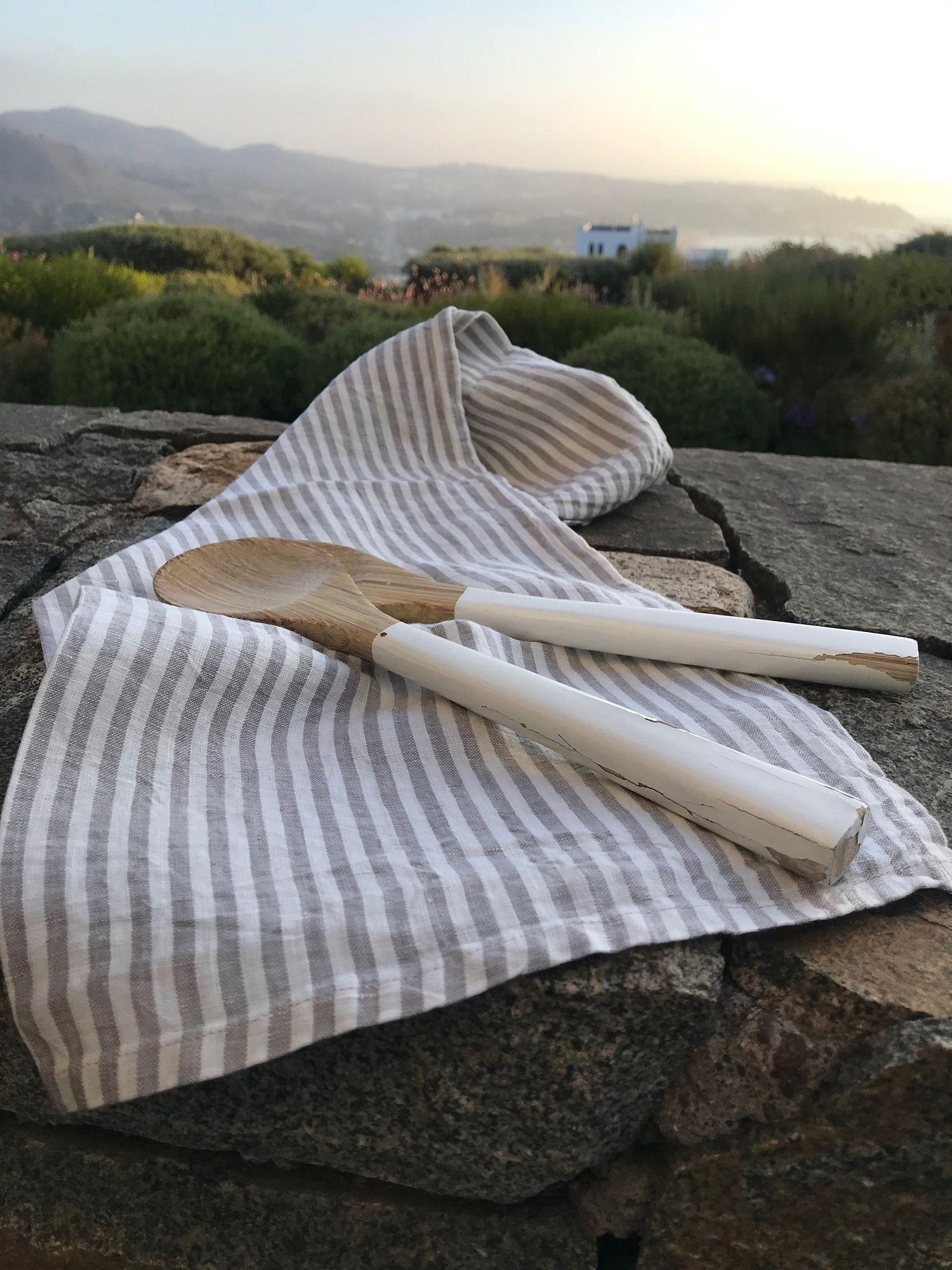 Paño De Cocina Gris a Rayas-0
