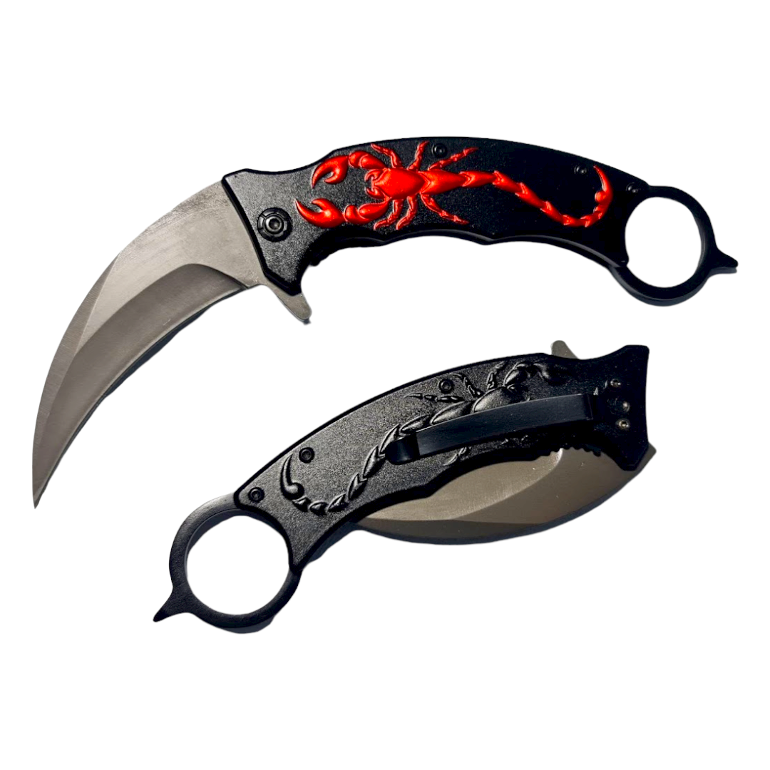 Karambit Retractil Curvo Red Skorpion Am26 -4