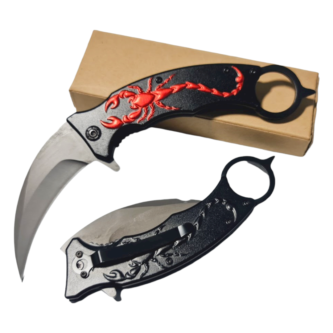 Karambit Retractil Curvo Red Skorpion Am26 -1