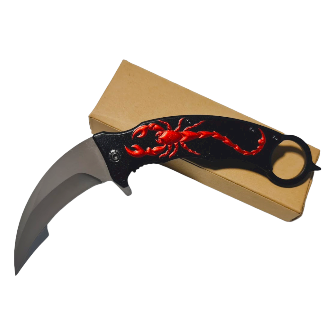 Karambit Retractil Curvo Red Skorpion Am26 -0