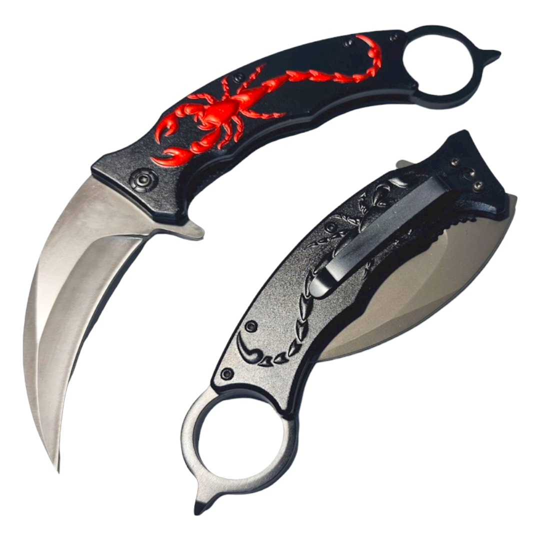 Karambit Retractil Curvo Red Skorpion Am26 -5