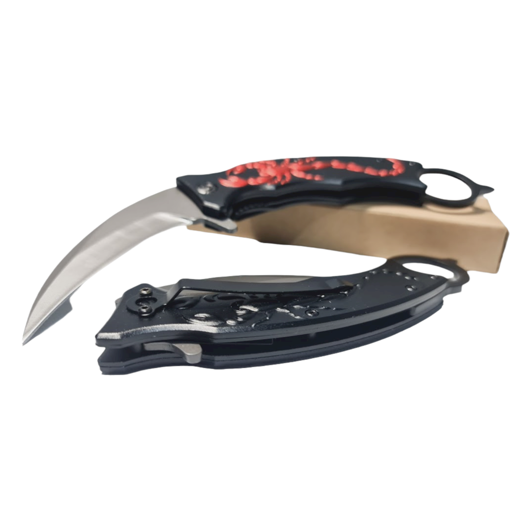 Karambit Retractil Curvo Red Skorpion Am26 -2