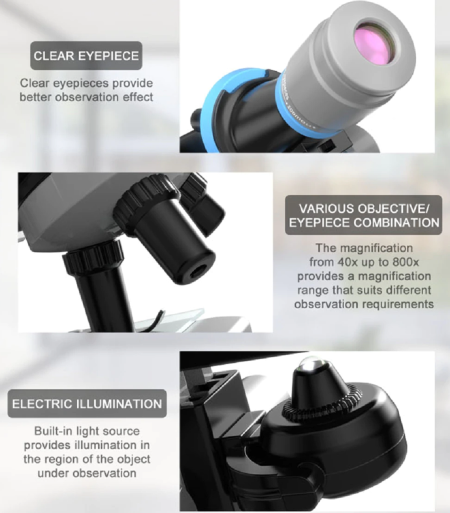 Microscopio Educativo Niños Y Kit Accesorios Mz60-3