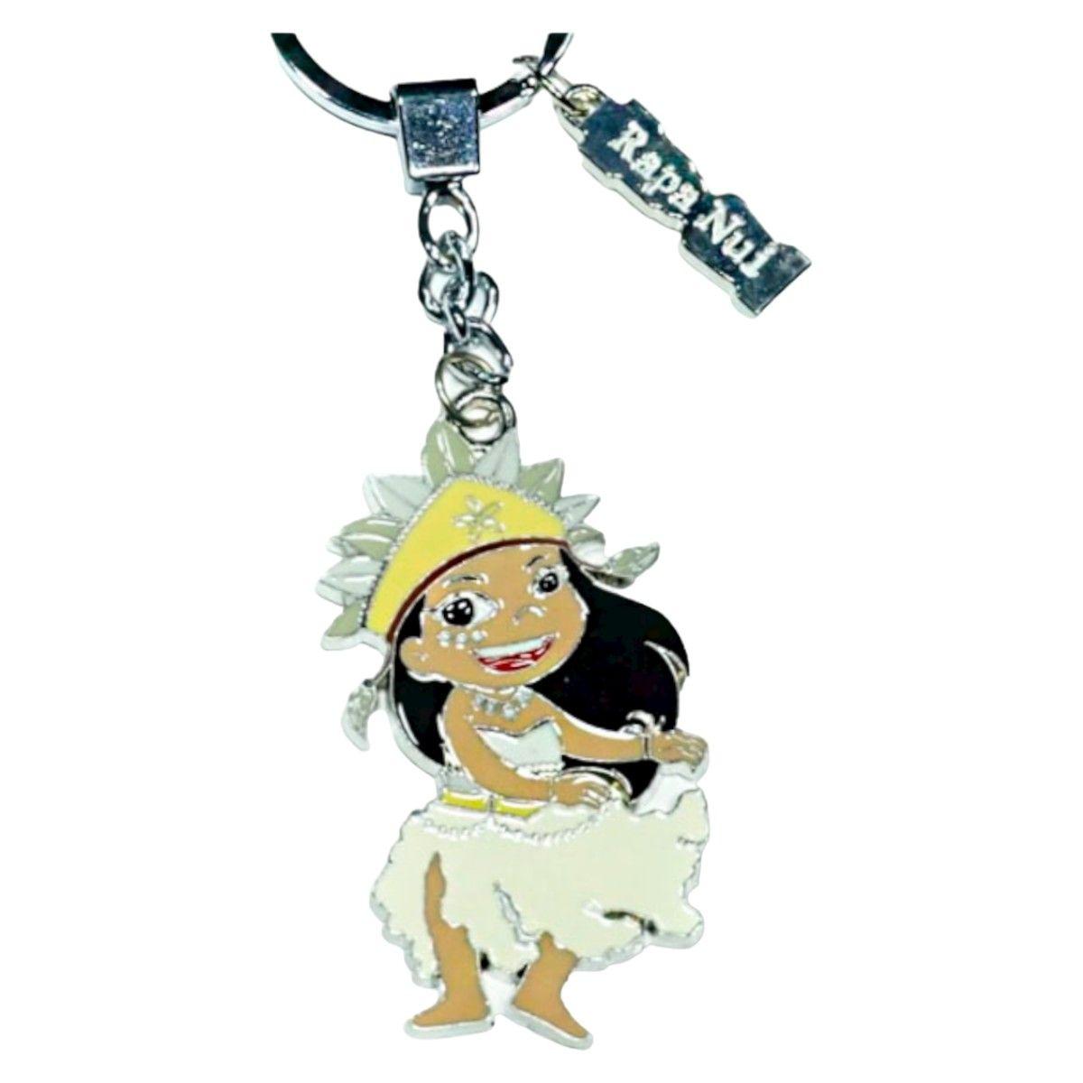 Llavero Metalico Chile Rapanui Dama Ai03-1