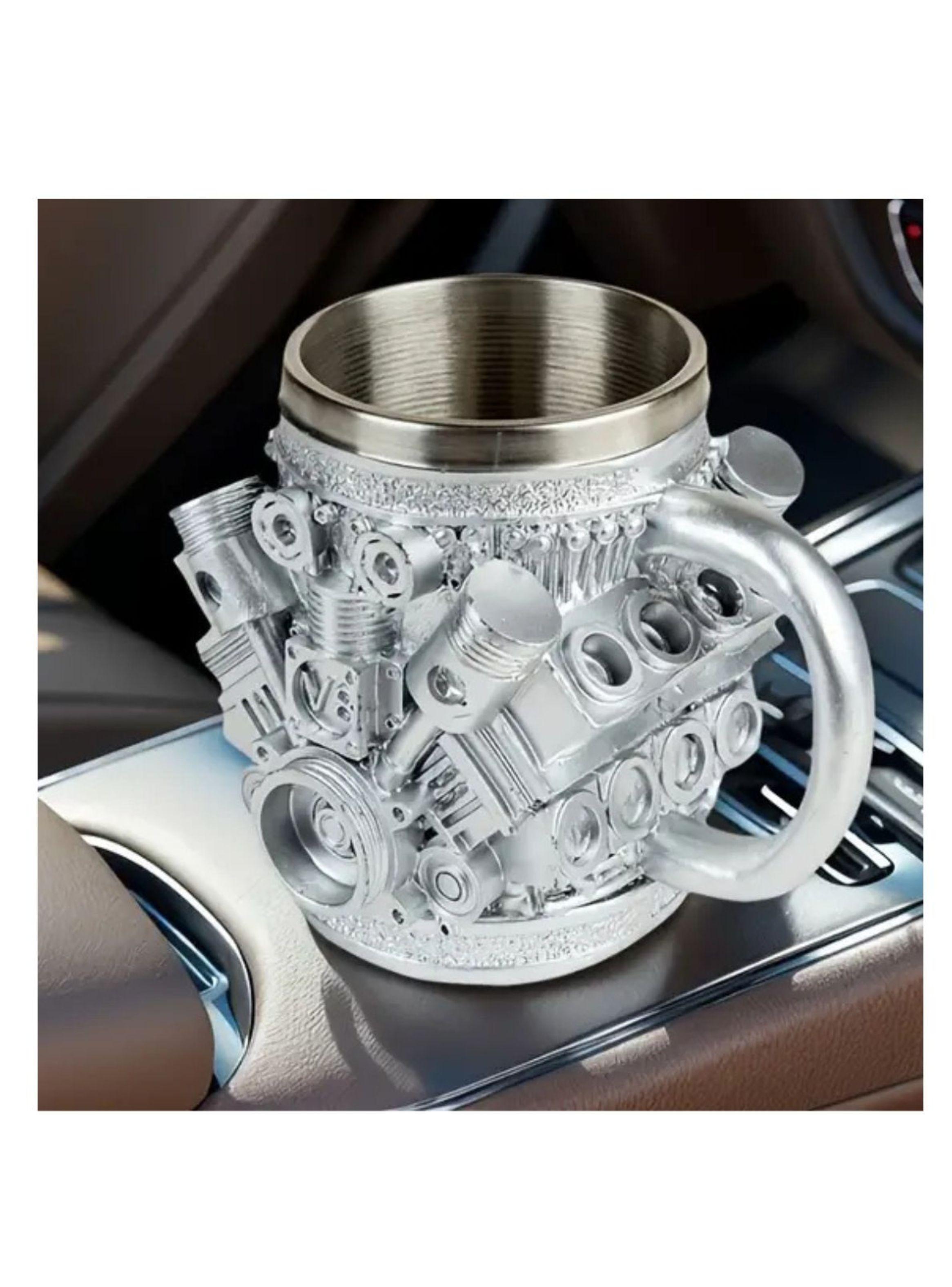 TAZA DISENO MOTOR V6 ACERO INOXIDABLE PARA AUTO ND16-2