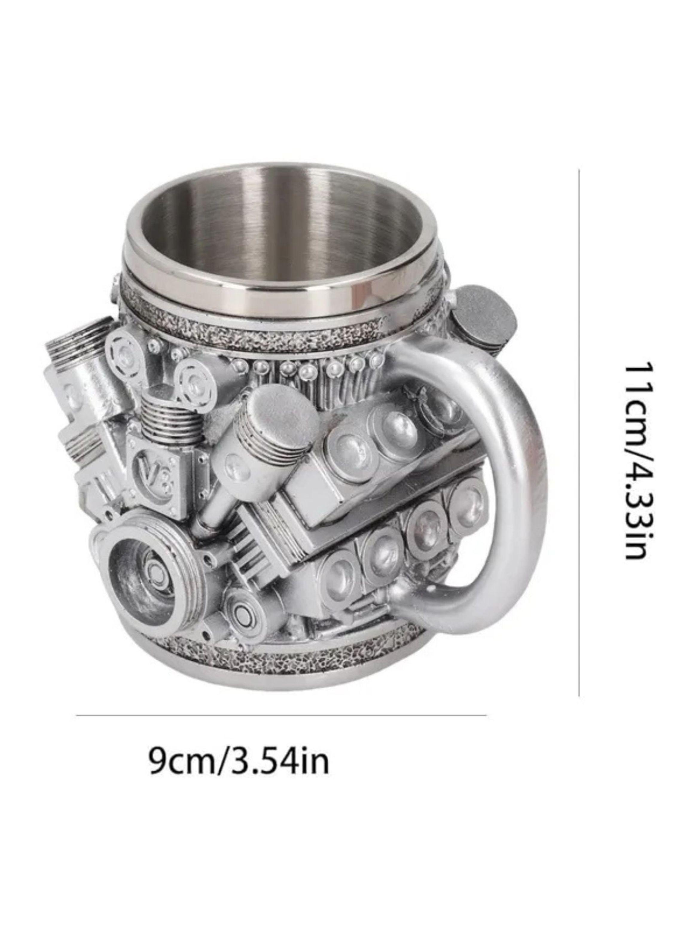 TAZA DISENO MOTOR V6 ACERO INOXIDABLE PARA AUTO ND16-3