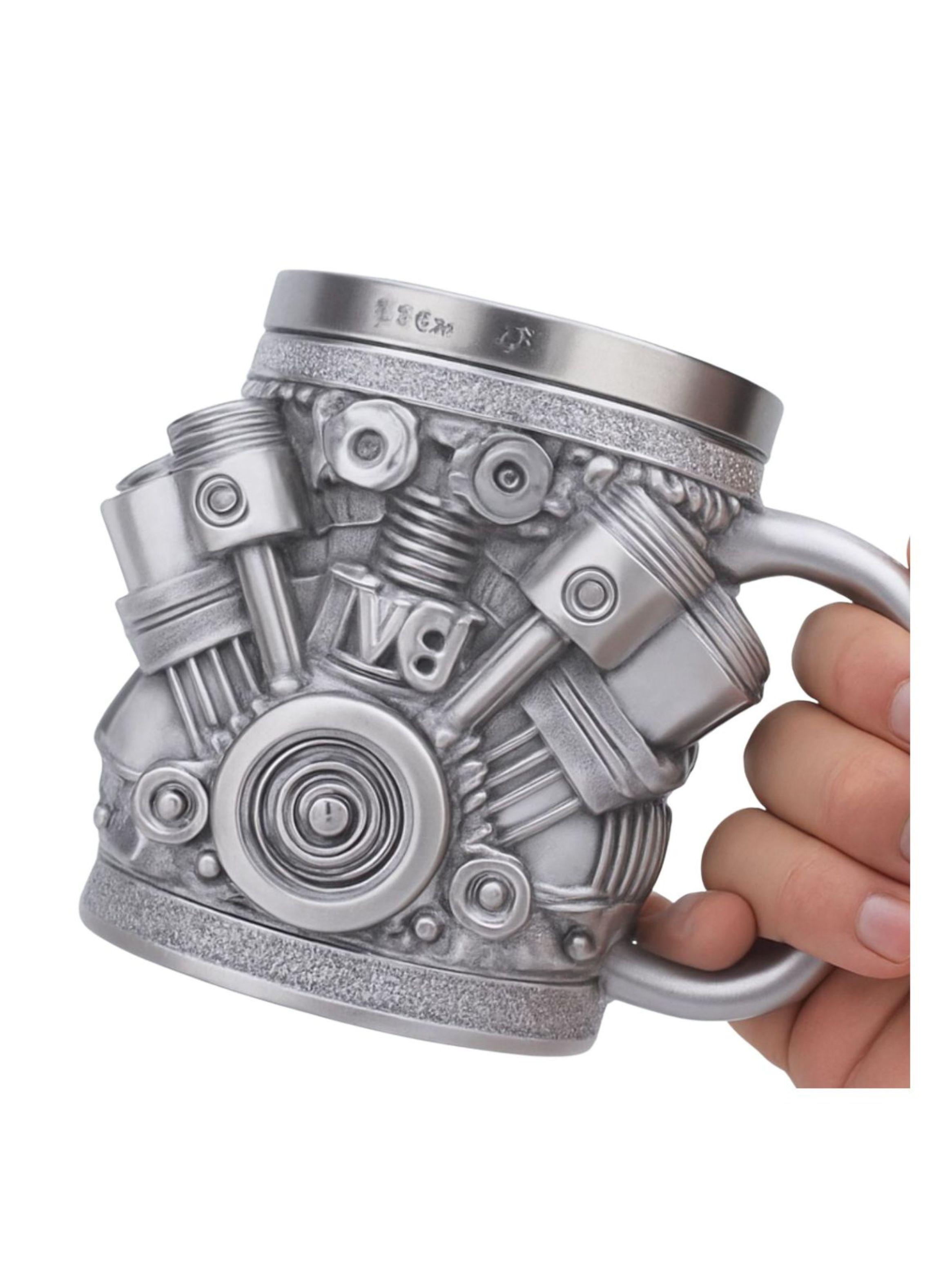 TAZA DISENO MOTOR V6 ACERO INOXIDABLE PARA AUTO ND16-5