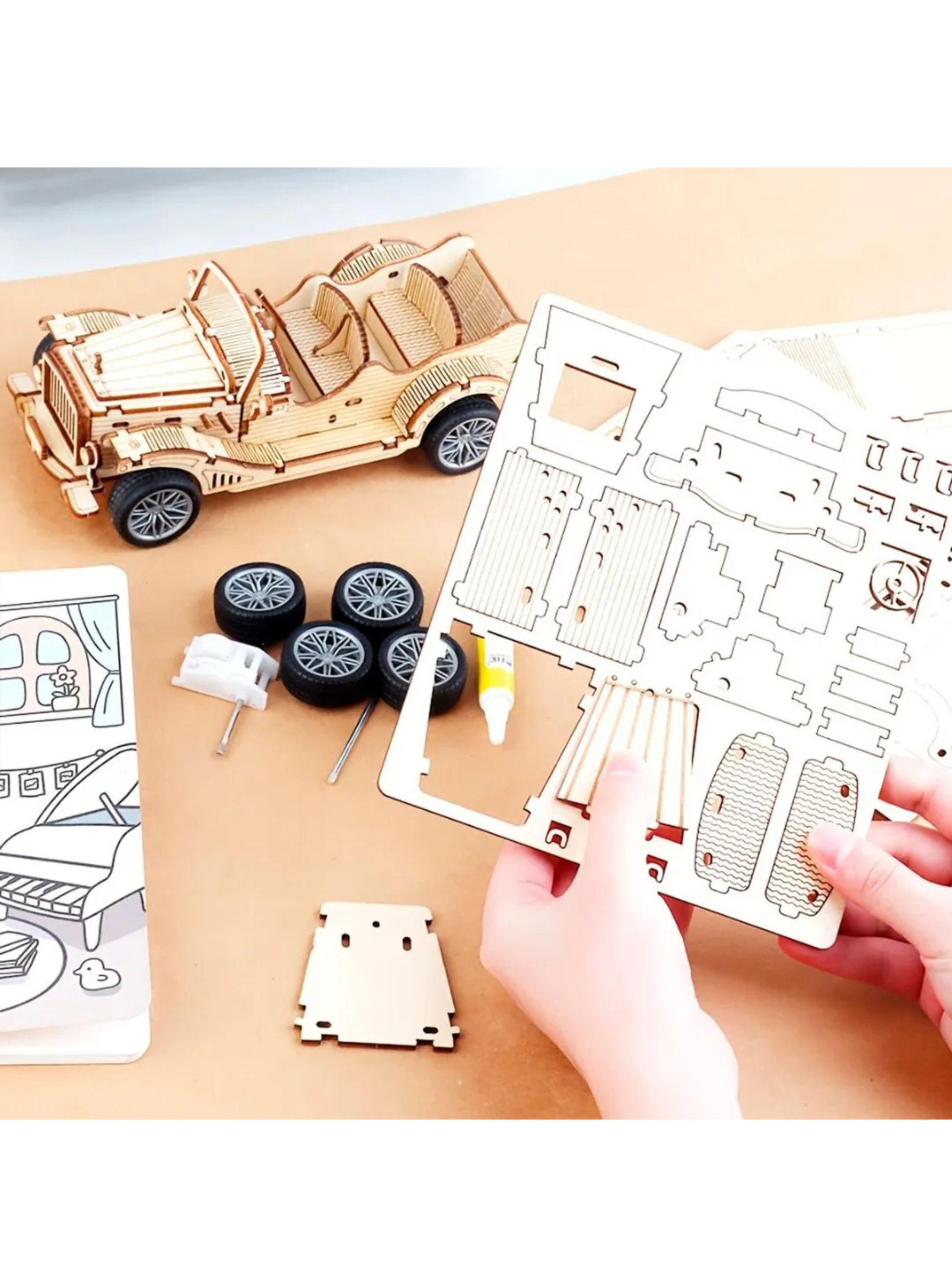 AUTO CLASICO DE MADERA ARMABLE PUZZLE 3D ND07-6