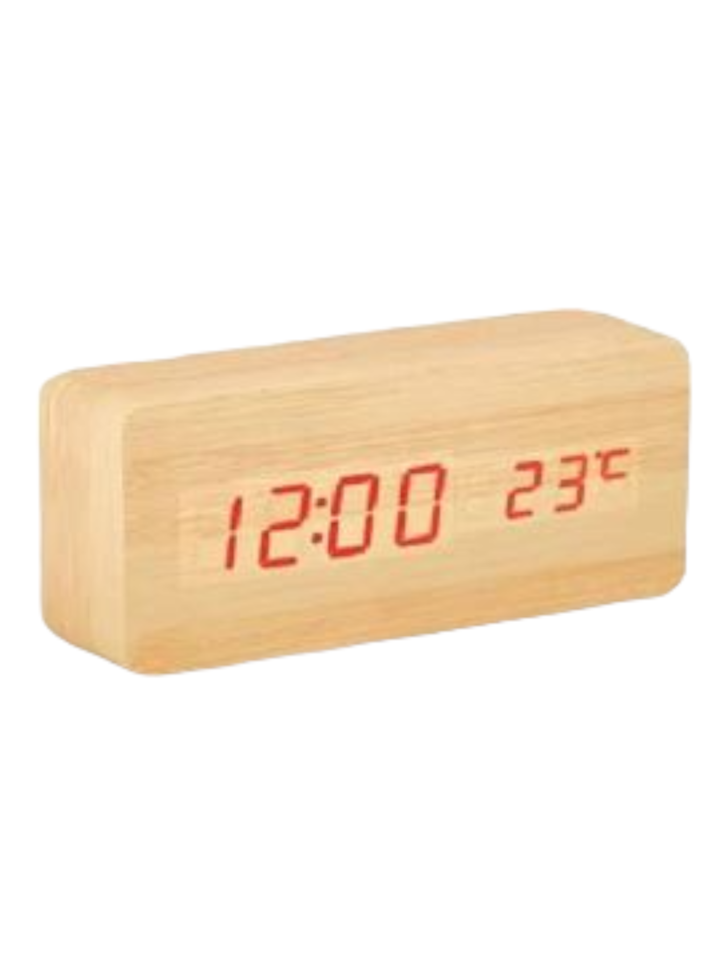 RELOJ DESPERTADOR DIGITAL MADERA CAFE LUZ LED AK82-0