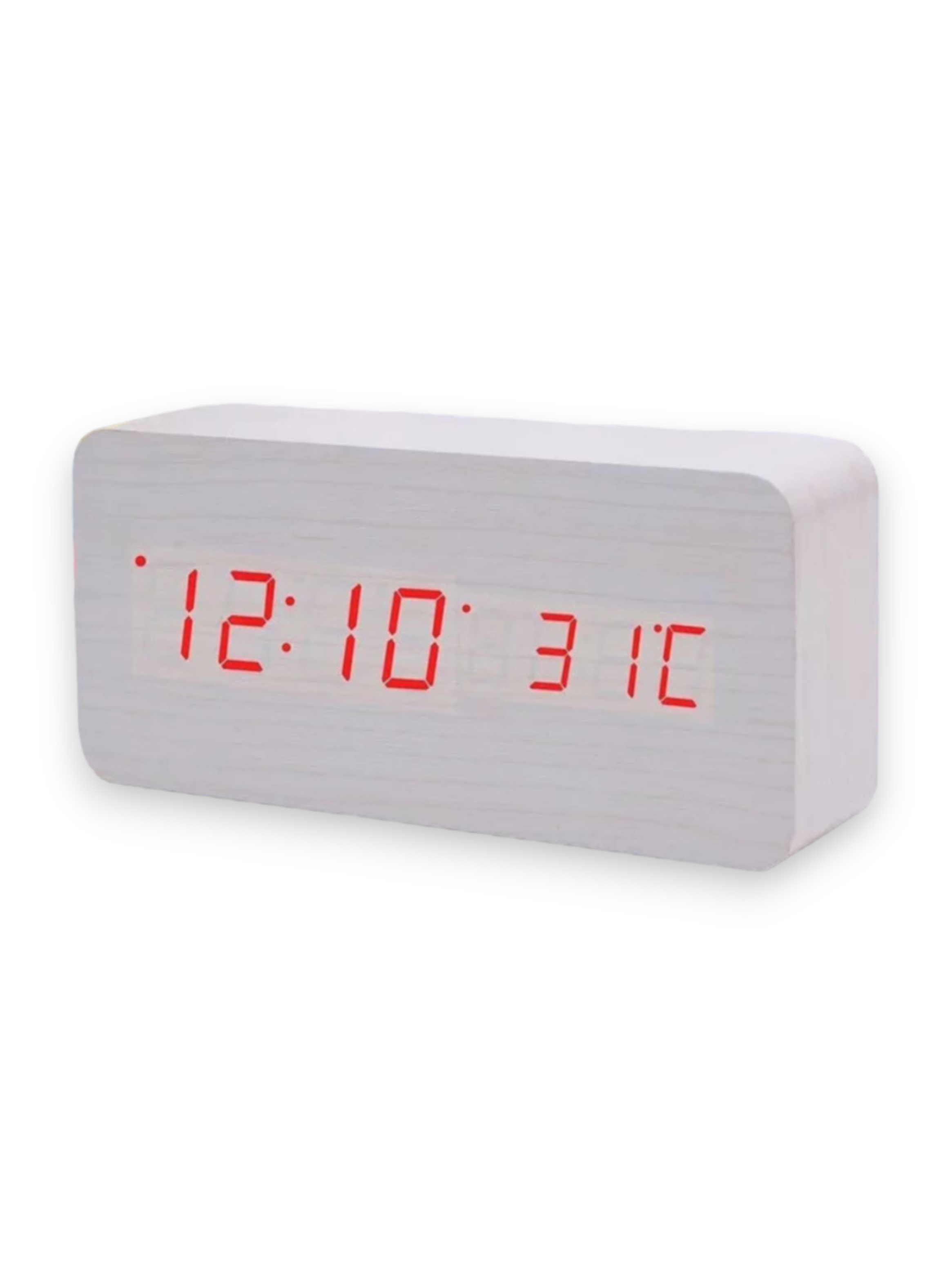 RELOJ DESPERTADOR DIGITAL MADERA CAFE LUZ LED AK82-0