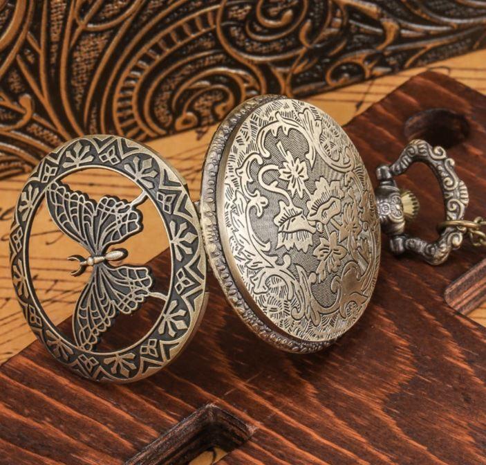 Reloj De Bolsillo retro butterfly Con Cadena AL41-2