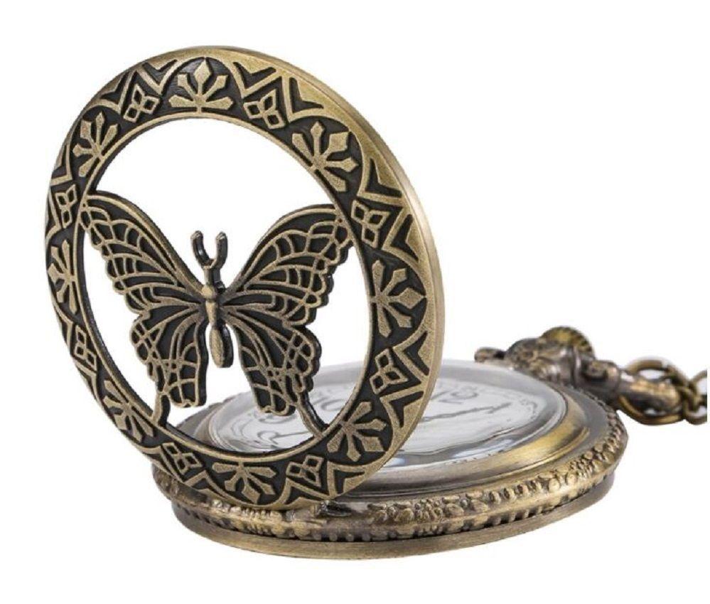 Reloj De Bolsillo Retro butterfly Con Cadena AL41-2