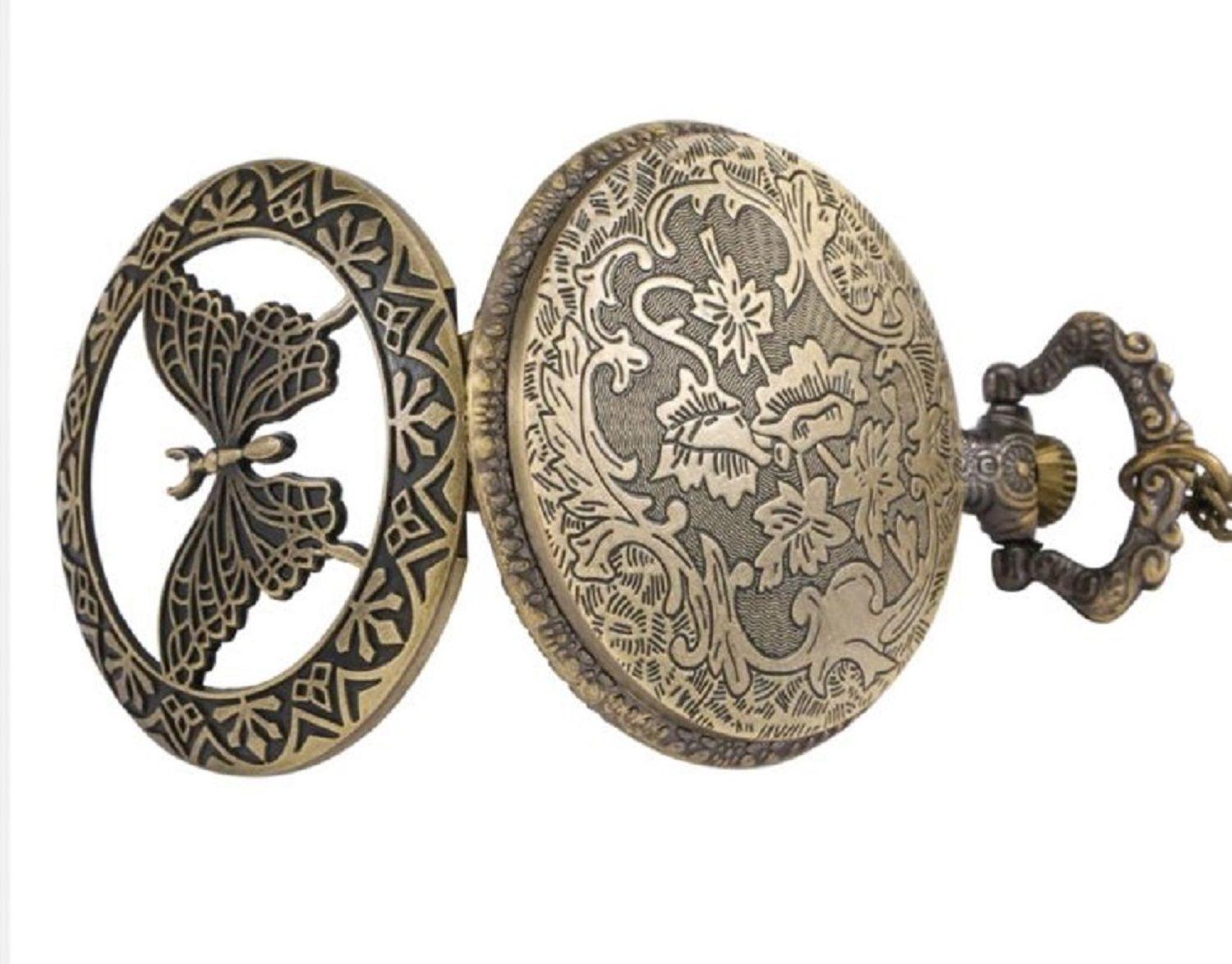 Reloj De Bolsillo Retro butterfly Con Cadena AL41-3