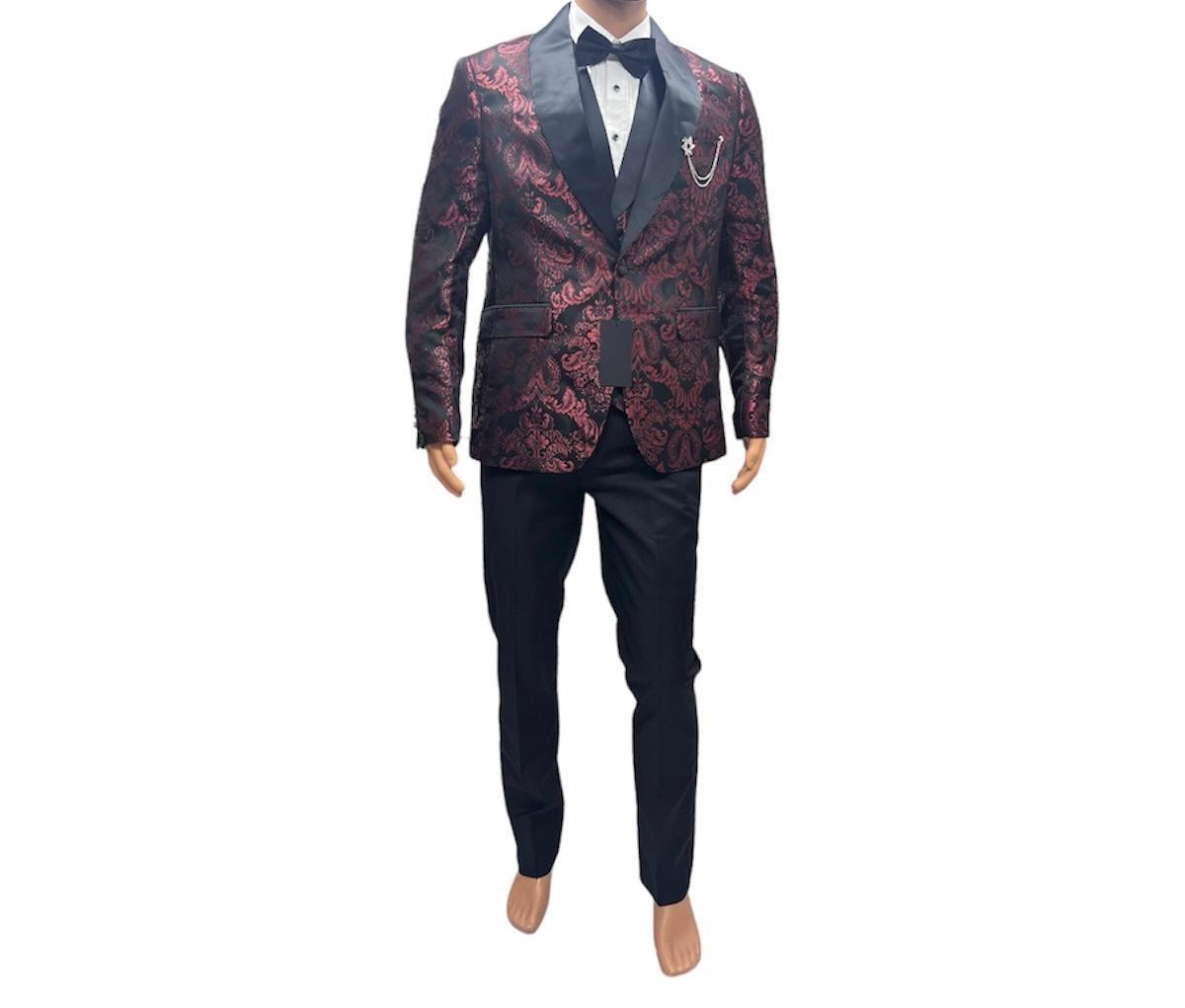 Trajes de hombres con patrón floral esmoquin de boda para  novios,cantantes-3