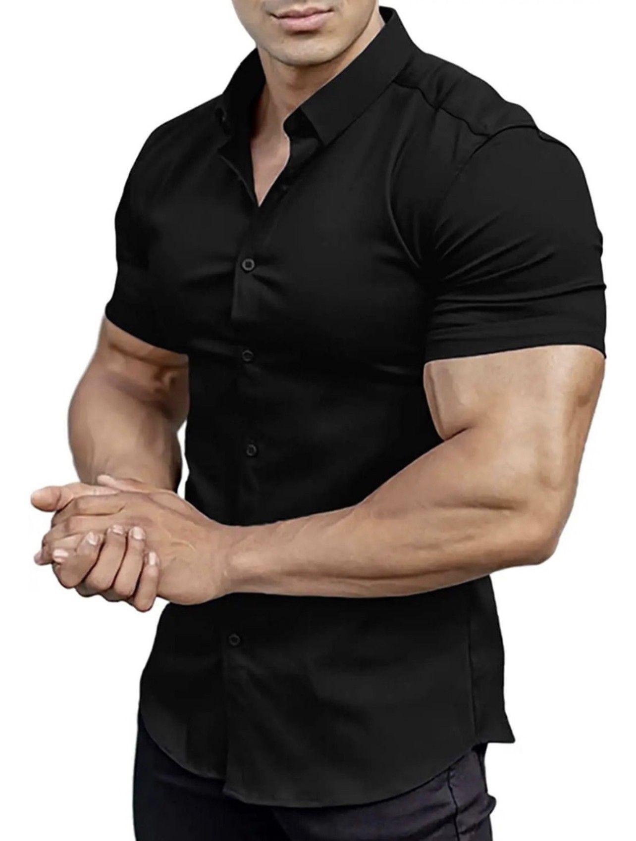 Camisa Manga Corta Lisa Hombre | Estilo Clásico y Fresco-0