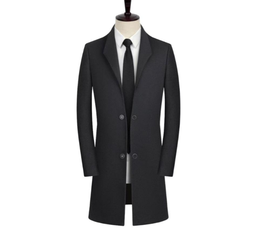 Abrigo Elegante de lana calidad Cuello Desmontable para Hombre Formal, Ejecutivo e Invierno-2