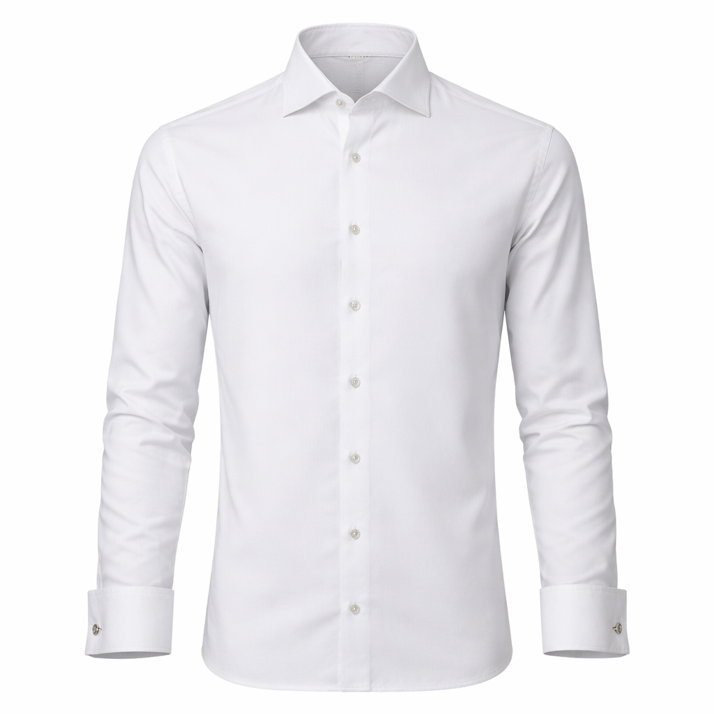 Camisa Lisa Blanca con Colleras para Hombre | Estilo Formal y Elegante-2