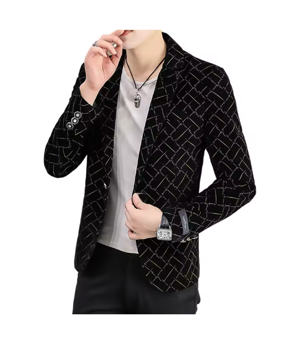 Blazer negro de un solo boton de alta calidad-0