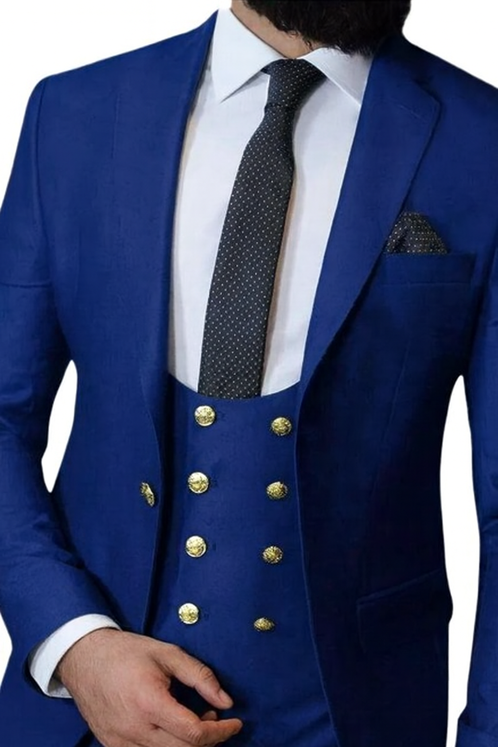 Esmoquin azul de boda Ajustado Traje de Novio Formales…-0