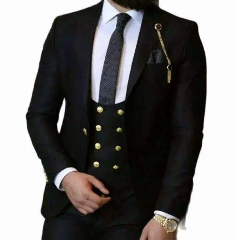 Esmoquin azul de boda Ajustado Traje de Novio Formales…-3