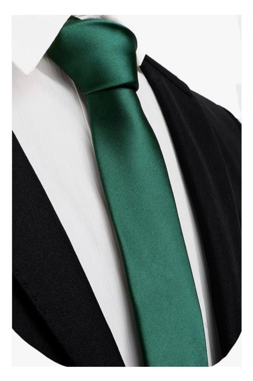 Corbata Satinada Hombre Verde Esmeralda o Negra – Elegante y Formal-2