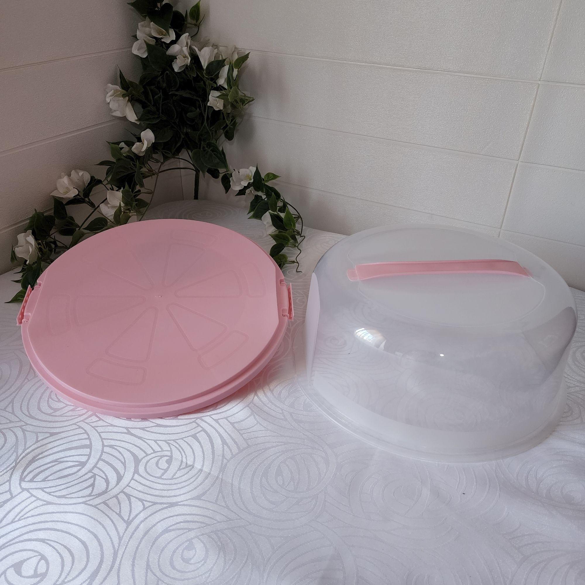 Porta Pasteles Portátil con Manilla + Tapa 32cm - Rosado-2