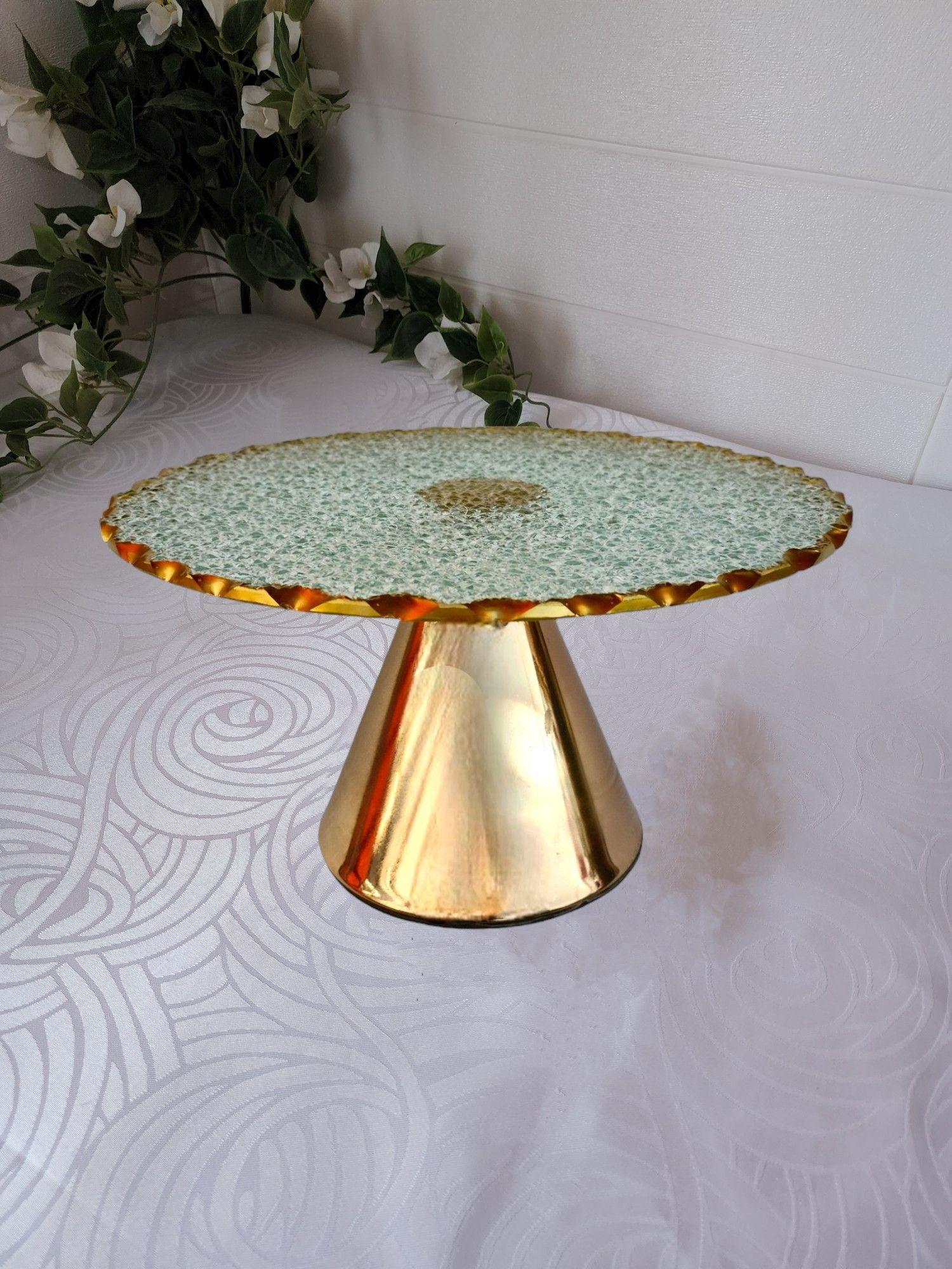 Elegante Alzador & Exhibidor para Pasteles de Vidrio y Metal 22cm Diá-0