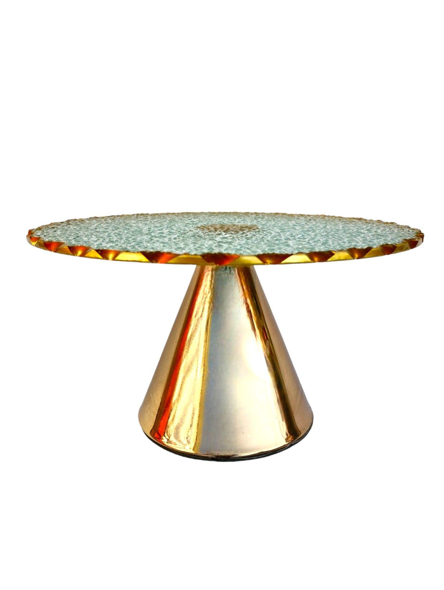 Elegante Alzador & Exhibidor para Pasteles de Vidrio y Metal 22cm Diá-1