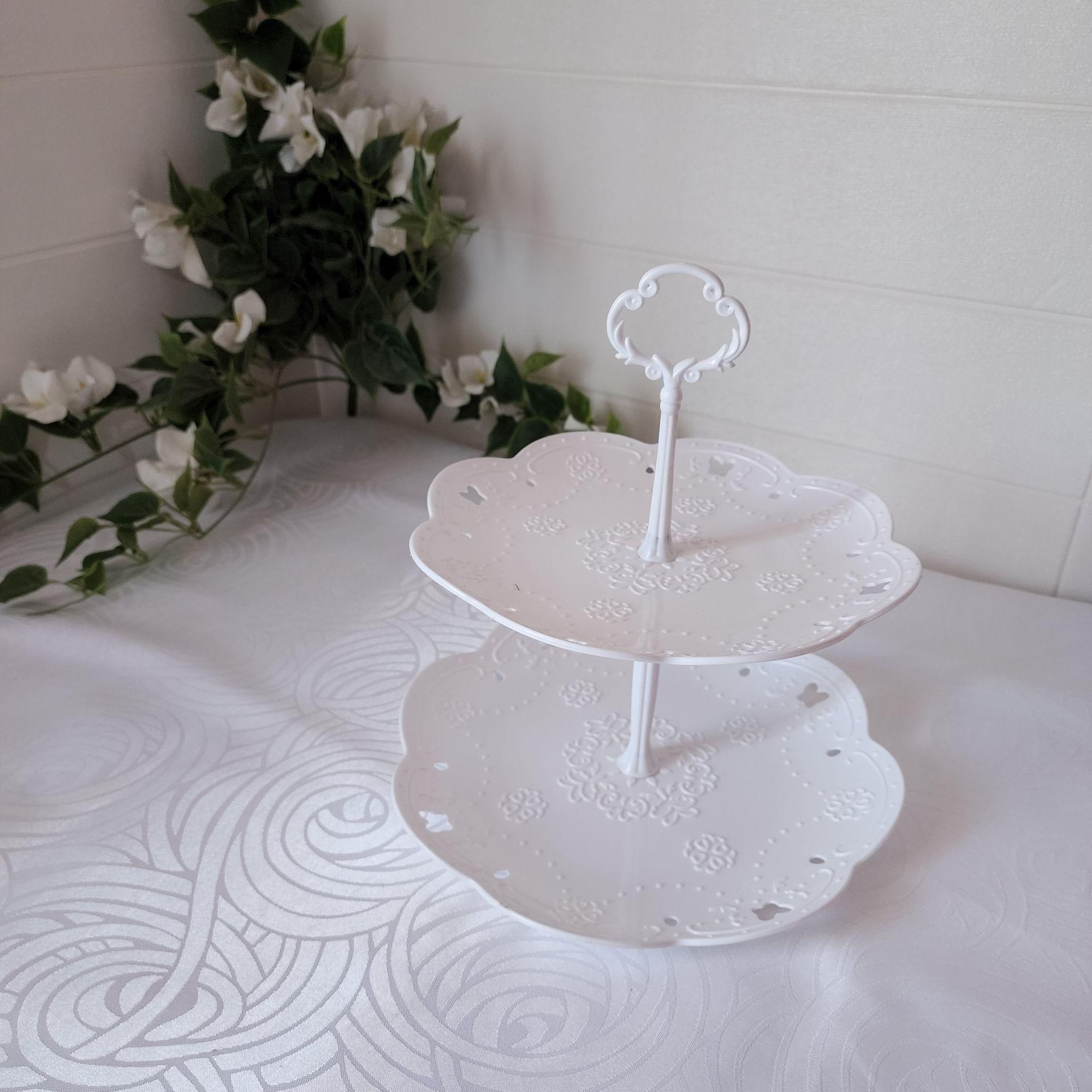 Pack 2 Porta Cupcakes 2 y 3 Pisos Tipo Pirámide - Blanco-2