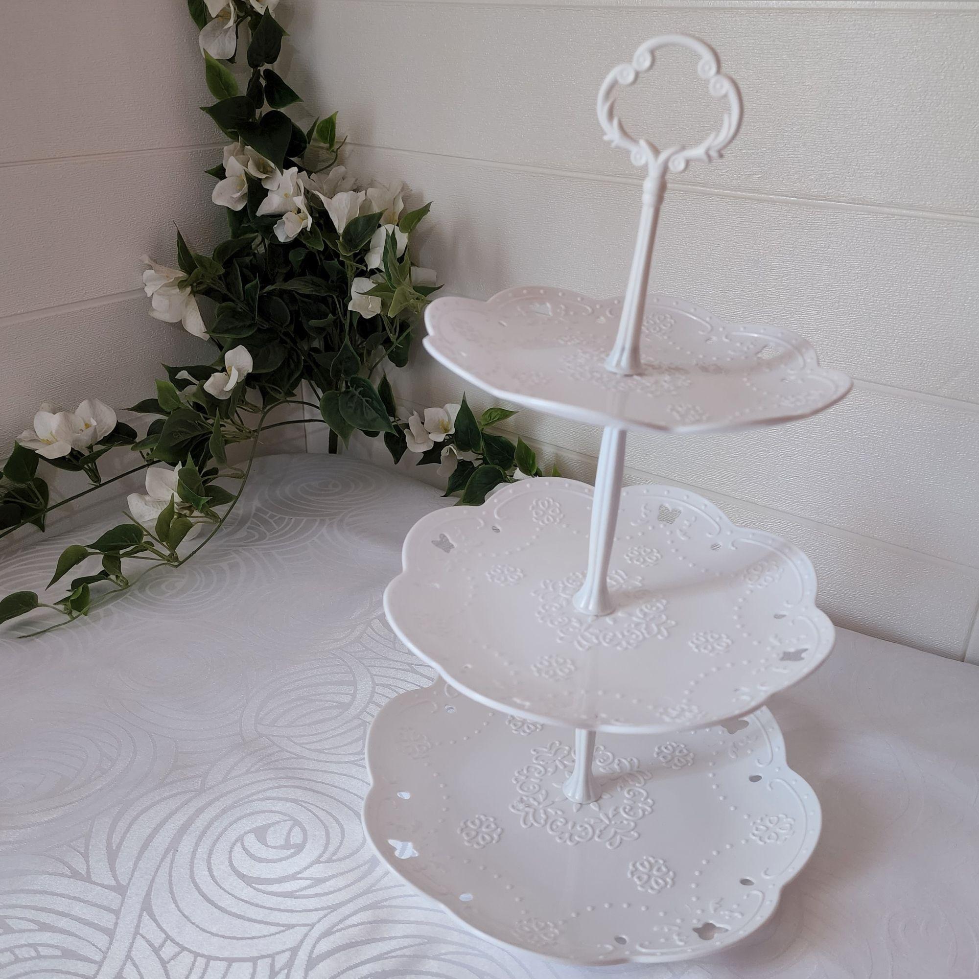 Pack 2 Porta Cupcakes 2 y 3 Pisos Tipo Pirámide - Blanco-1