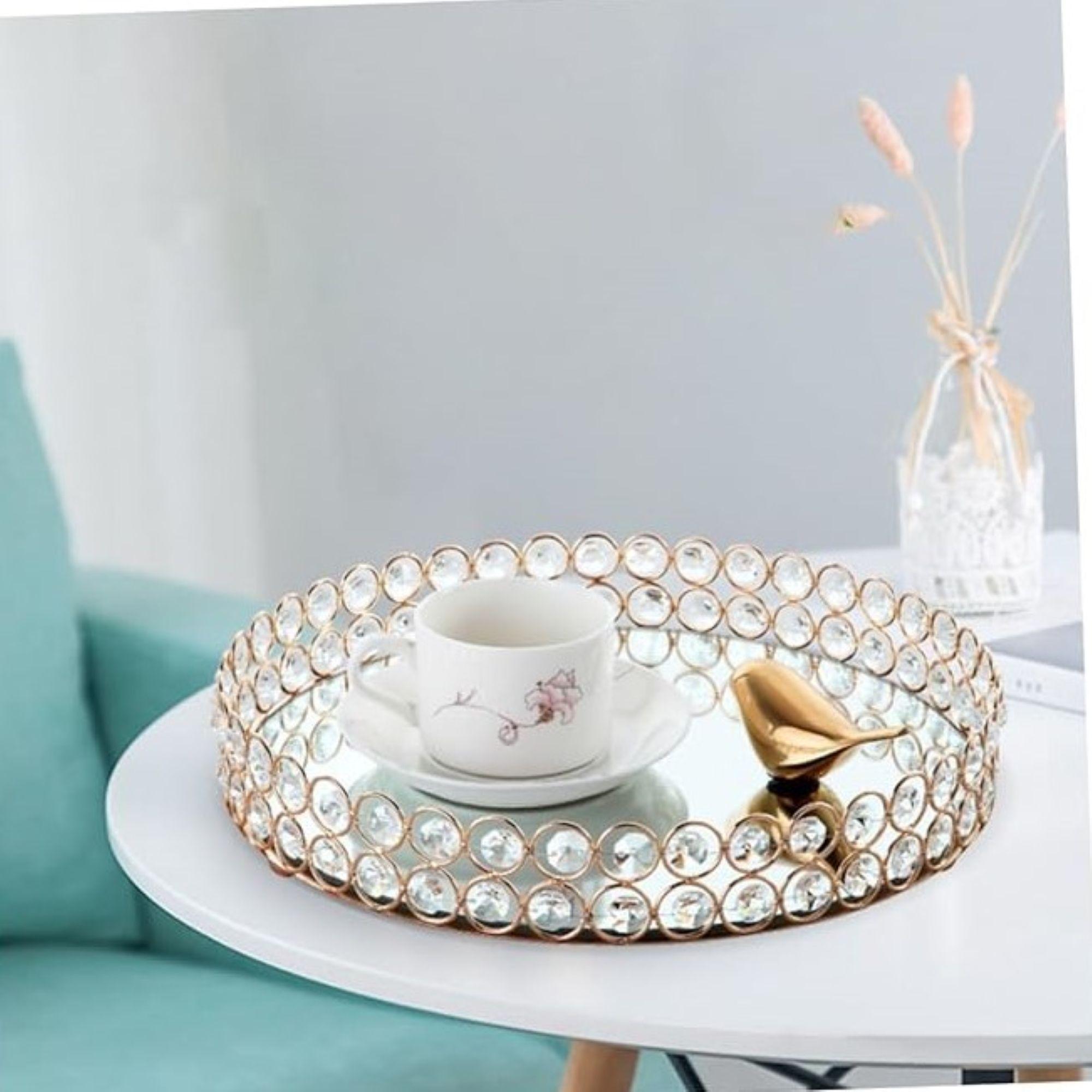 Elegante Pack de Bandeja Redonda Deco Candy Bar - Metal con Perlas-2