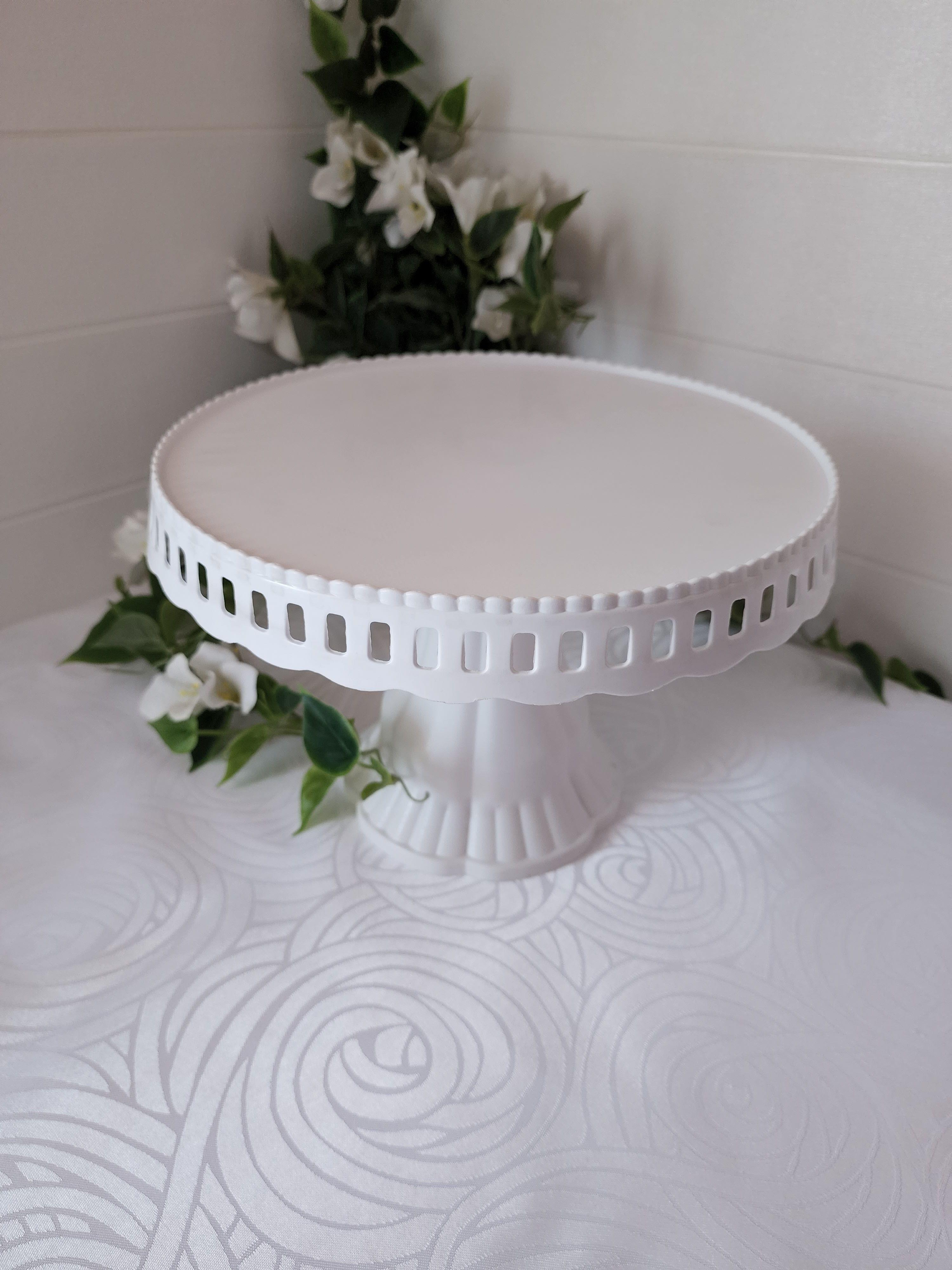 Set 4 Piezas Candy Bar (Porta Torta, Porta Cupcakes, Bandeja) - Blanco-2