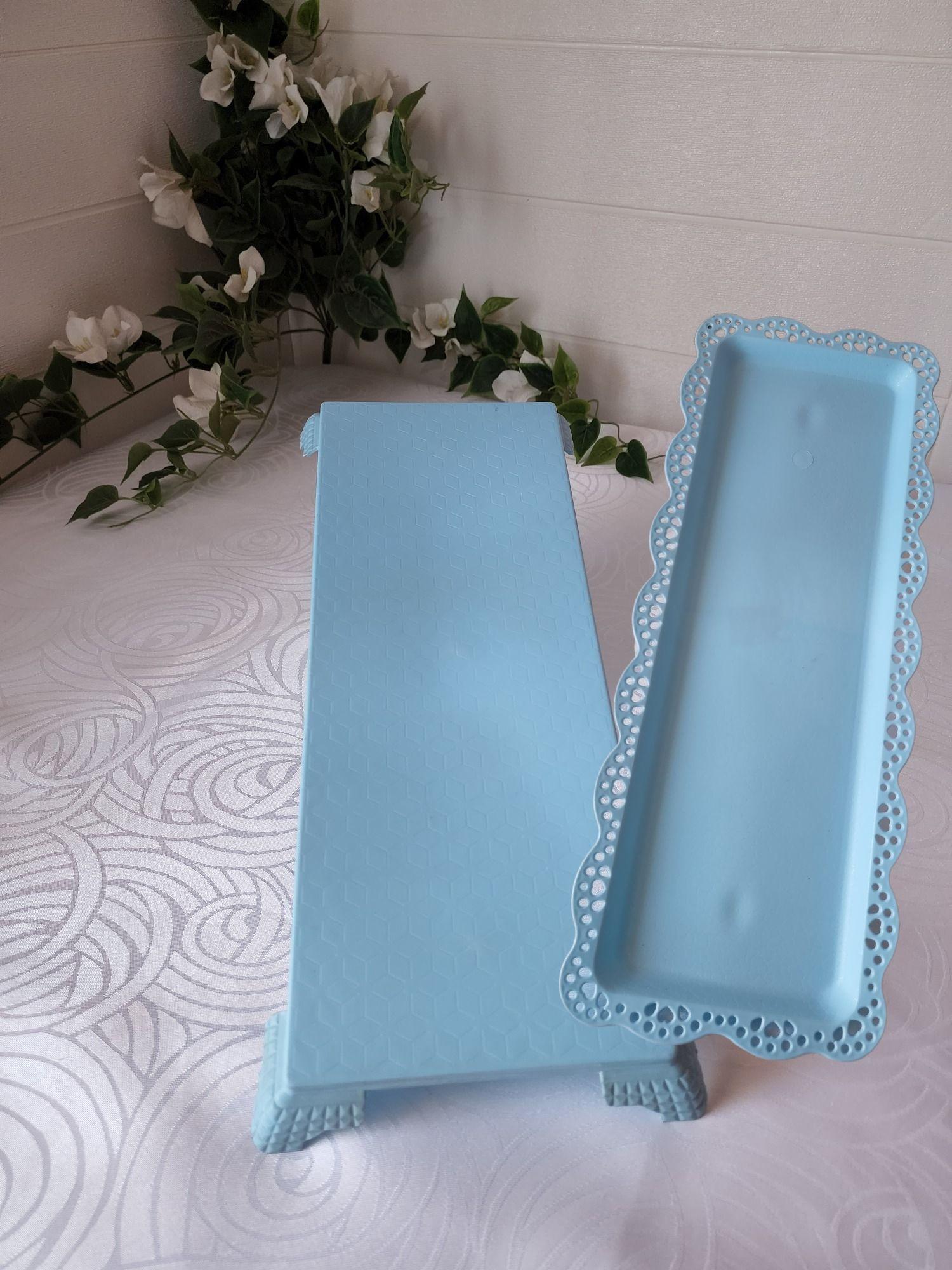 Pack 2 Bandejas Rectangular Taburete - Celeste-1