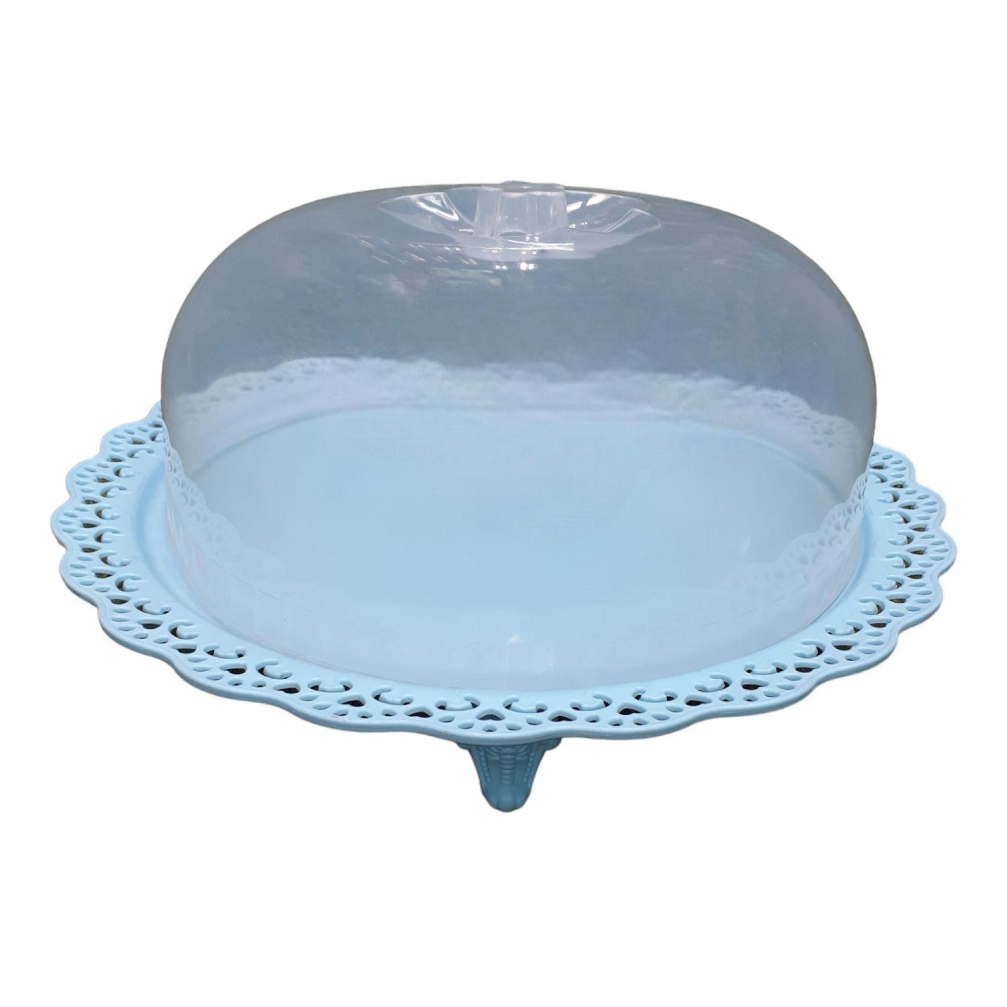 Porta Torta Redondo Grande Con Tapa 33cm - Celeste-0
